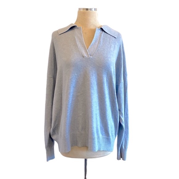 Pullover Collared Long Sleeve Sweater Cashmere - Picture 3 of 9